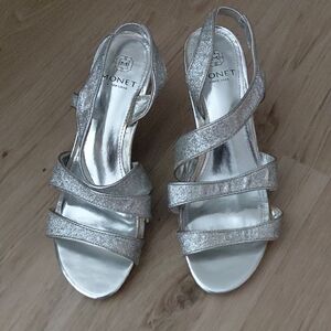 Monet Metallic Silver Strappy Heels